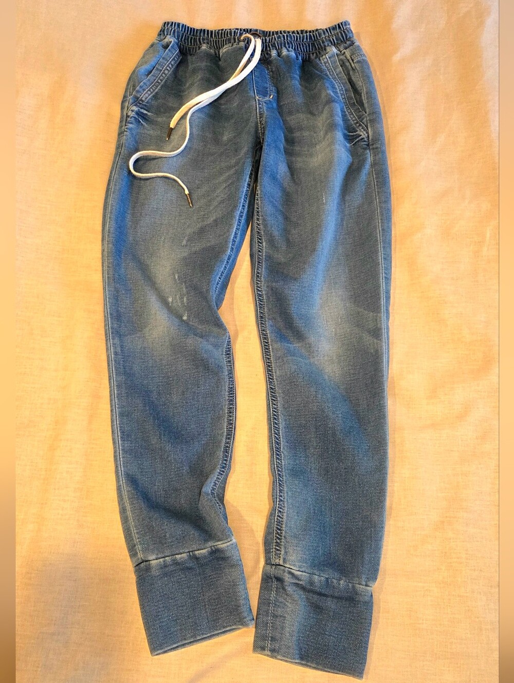 Joe’s Jeans Denim Joggers XS Drawstring Waist Tapered Leg Soft Stretch Blue